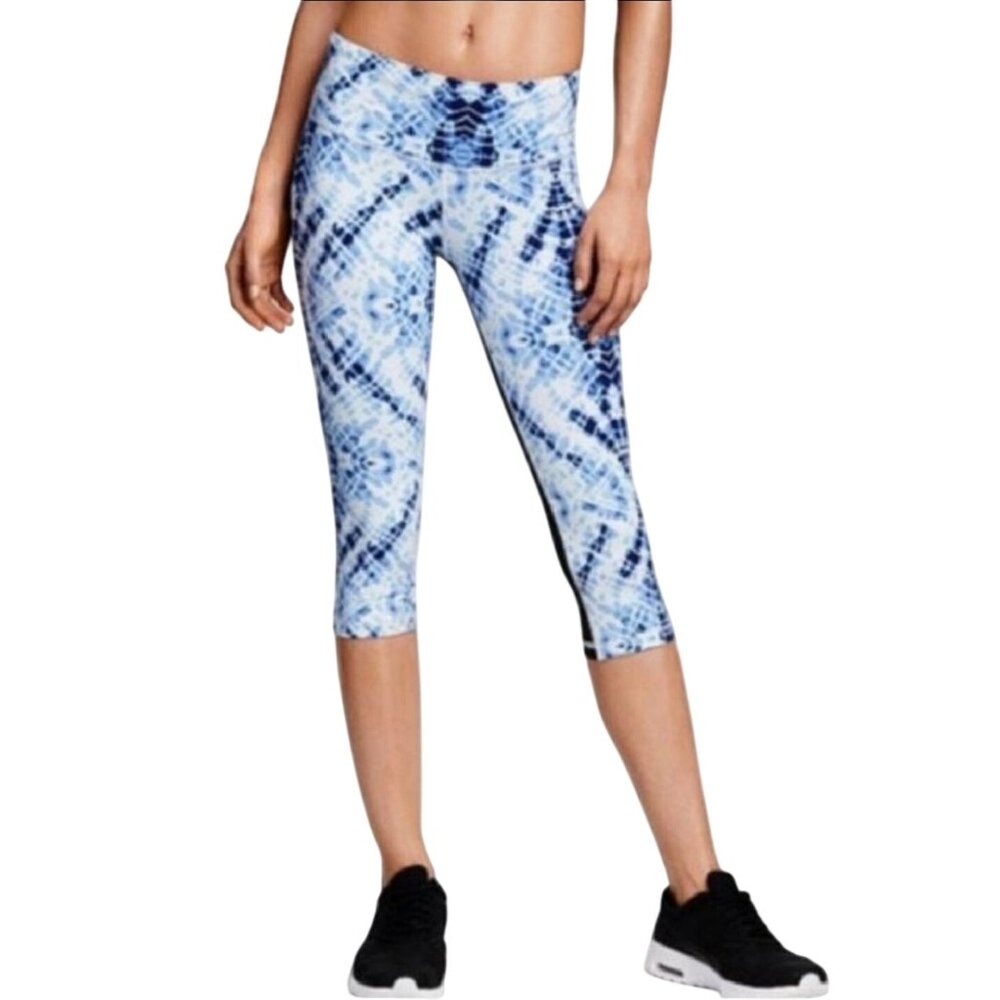 Victorias Secret S Leggings Crop Vsx Sport Knockout Blue/Black Tie Dye